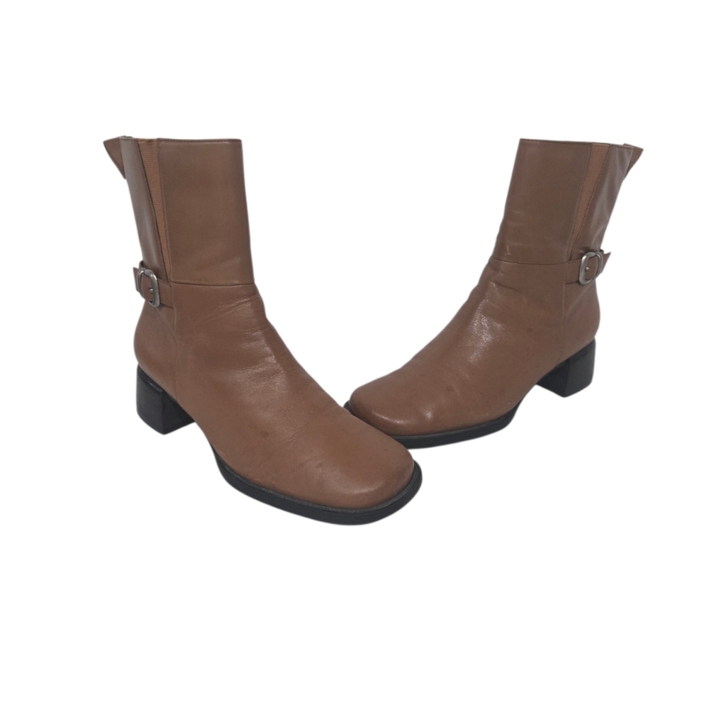 Vintage Square Toe Chunk Heel Boots